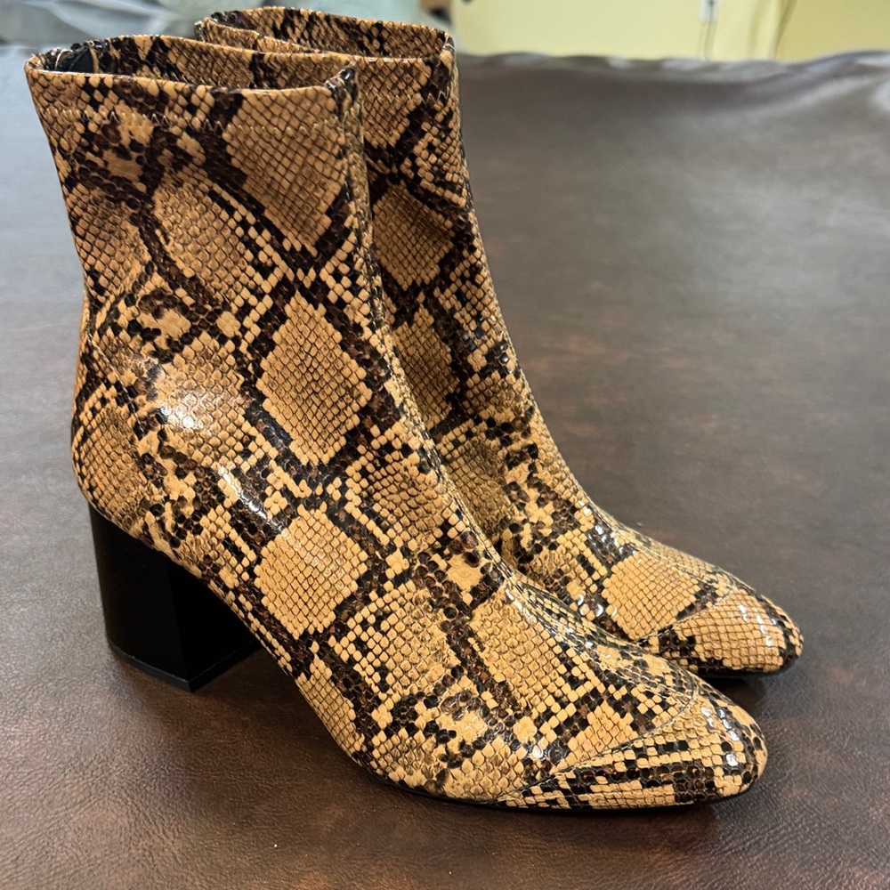 Zara Brown Snakeskin Ankle Booties